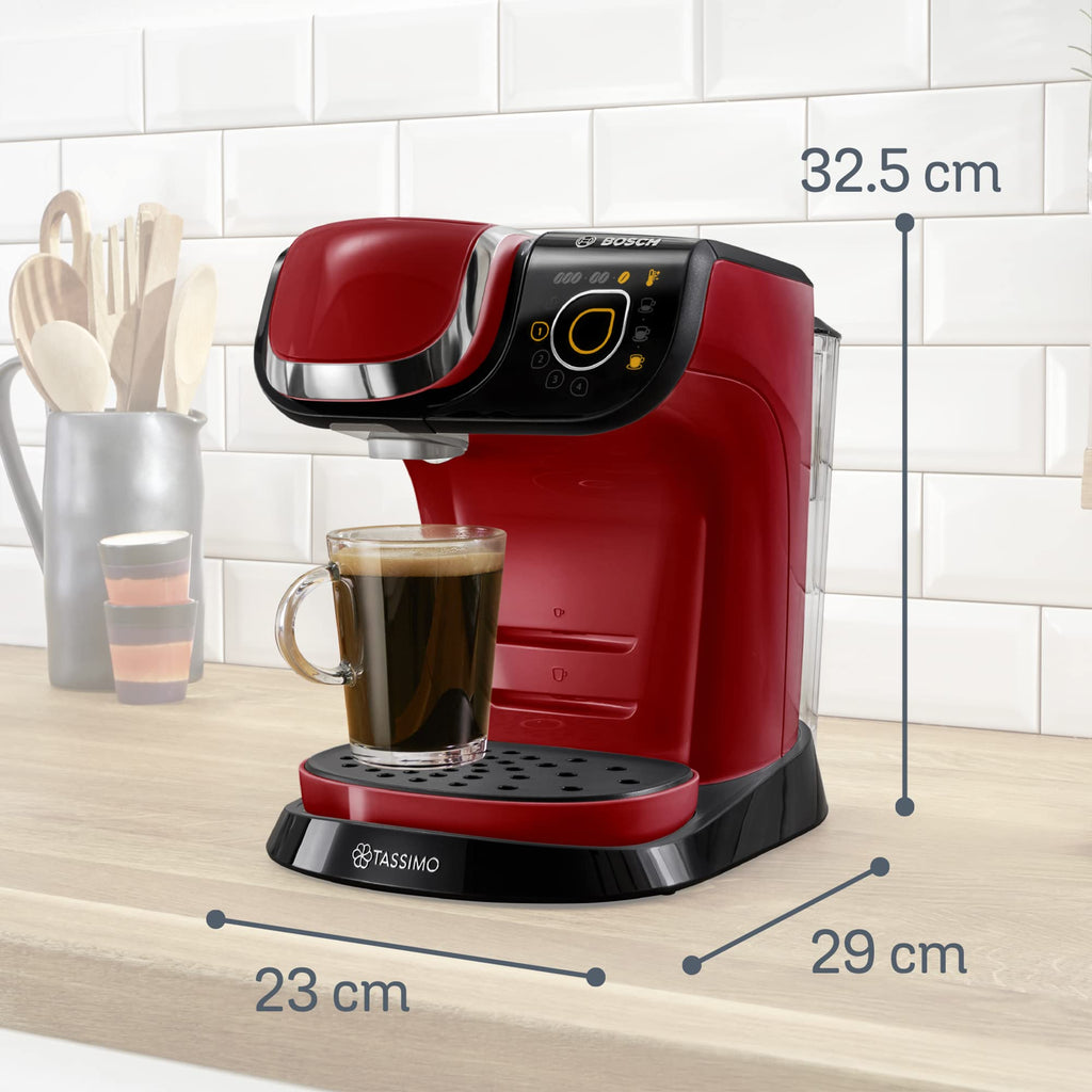 Cafetière Tassimo My Way TAS6503 Rouge – OneTouch, +40 Boissons, Filtre Brita Maxtra+