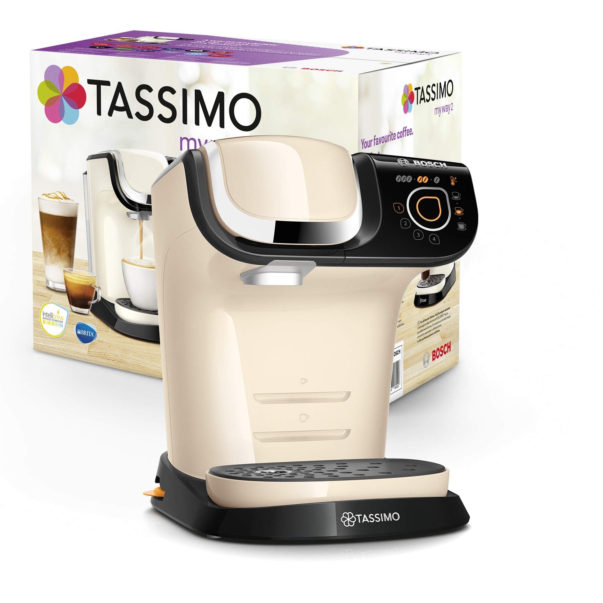 Cafetière Tassimo My Way 2 TAS6507 Crème – +70 Boissons, 1500 W, Filtre à Eau