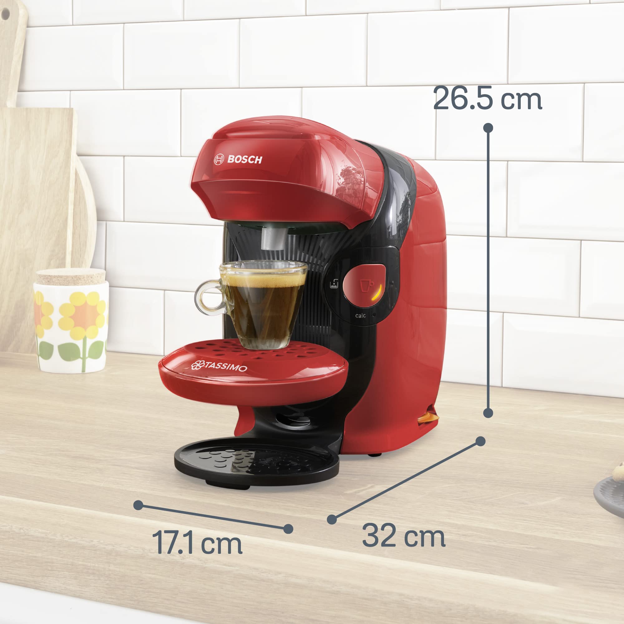Cafetière Tassimo Style TAS1103 Rouge – Ultra Compacte 17 cm, +40 Boissons