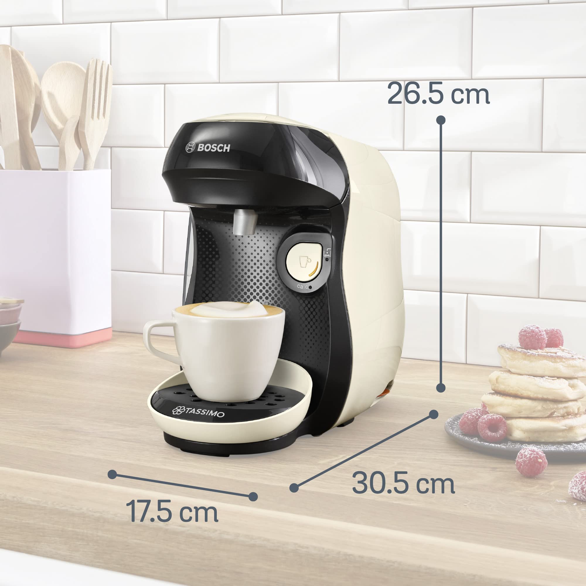 Cafetière Tassimo Happy TAS1007 Crème – +40 Boissons, 1400 W, Intellibrew