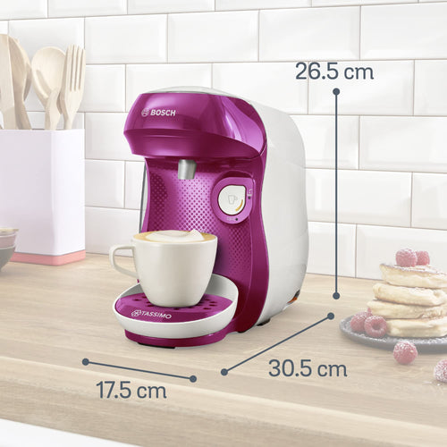 Cafetière Tassimo Happy TAS1001 Violet & Blanc – OneTouch, +40 Boissons, Compacte