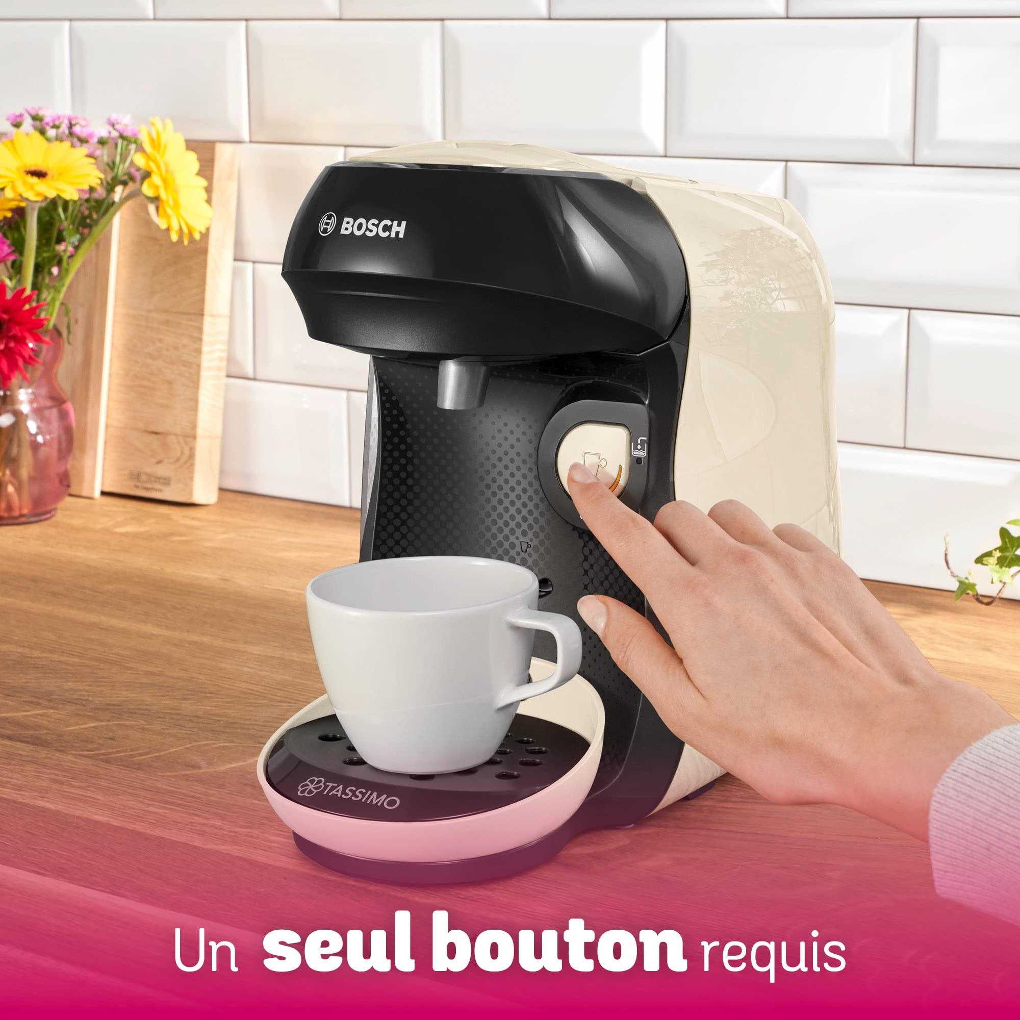 Cafetière Tassimo Happy TAS1007 Crème – +40 Boissons, 1400 W, Intellibrew