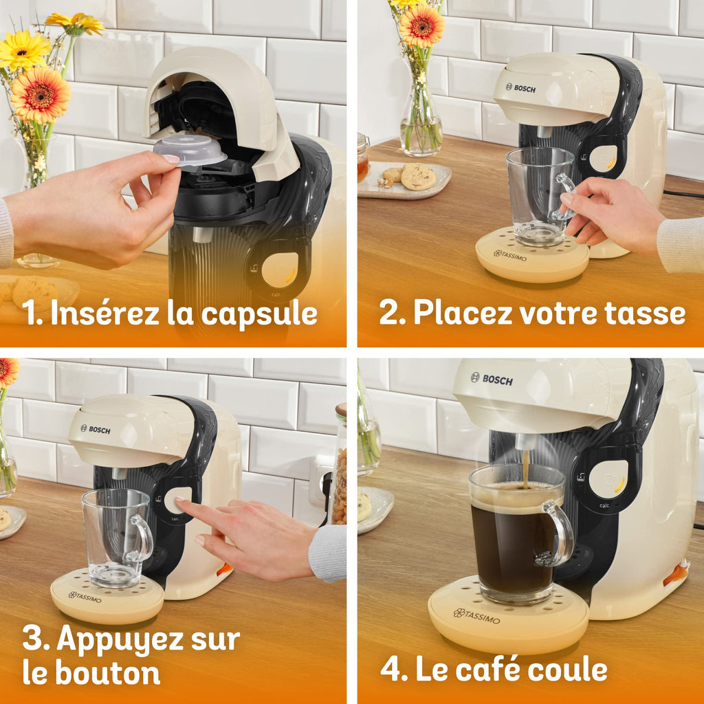 Cafetière Tassimo Style TAS1107 Vanille – Ultra Compacte 17 cm, +40 Boissons