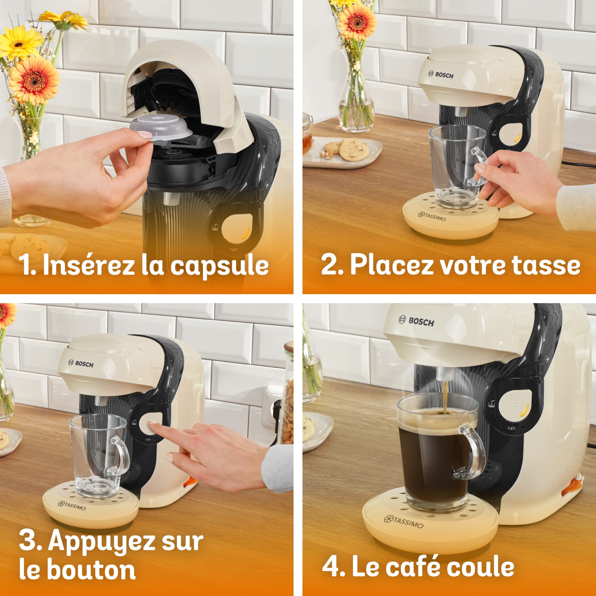 Cafetière Tassimo Style TAS1107 Vanille – Ultra Compacte 17 cm, +40 Boissons