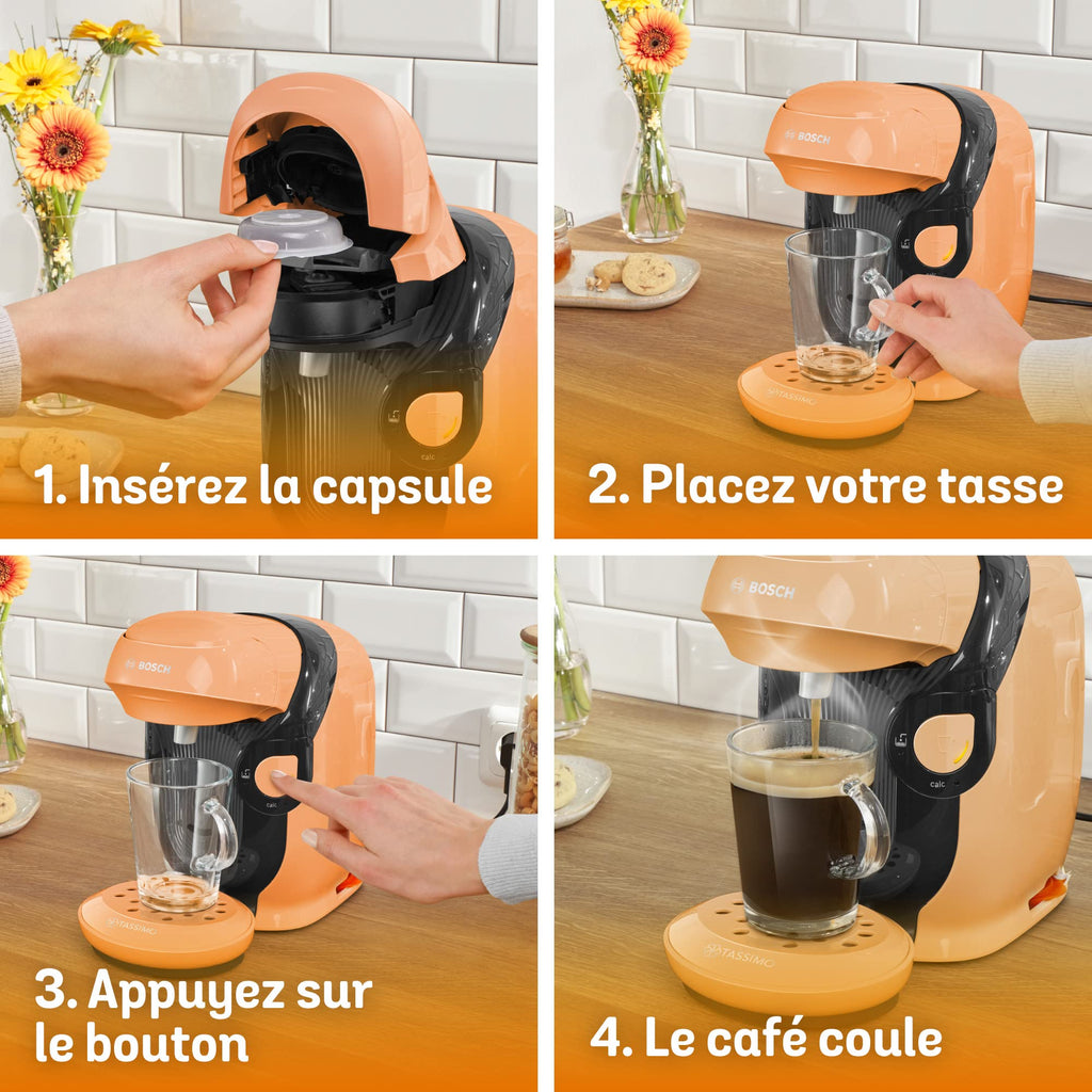 Cafetière Tassimo Style TAS1106 Pêche – Ultra Compacte 17 cm, +40 Boissons