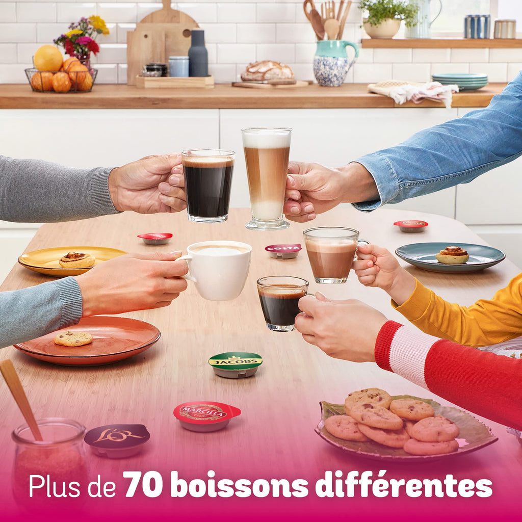 Cafetière Tassimo Happy TAS1006 Rouge & Blanc – OneTouch, +40 Boissons, Compacte