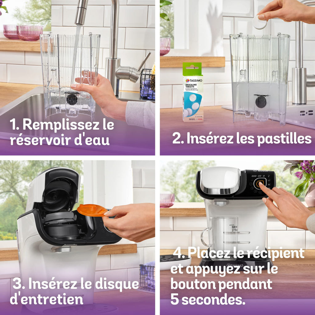 Cafetière Tassimo My Way TAS6504 Blanc – OneTouch, +40 Boissons, Filtre Brita Maxtra+