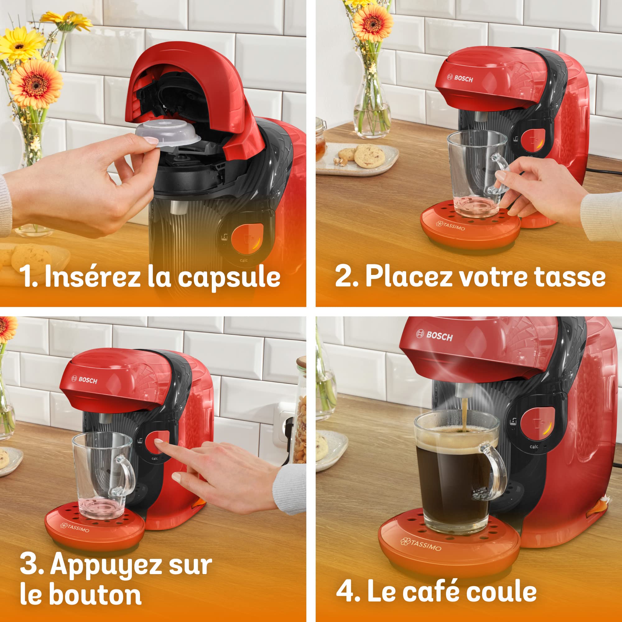 Cafetière Tassimo Style TAS1103 Rouge – Ultra Compacte 17 cm, +40 Boissons