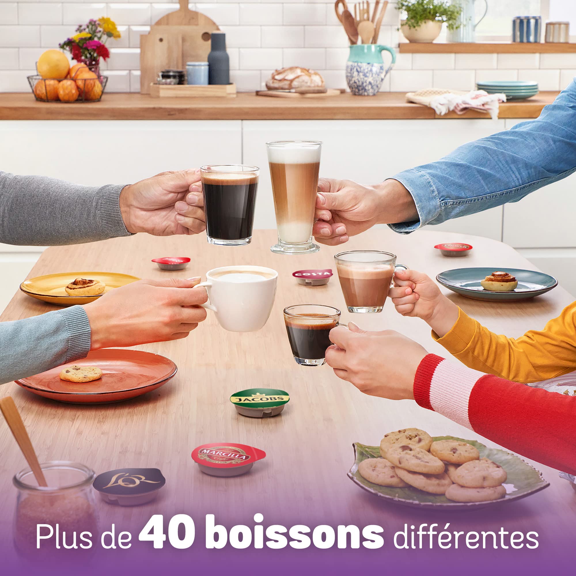Cafetière Tassimo My Way TAS6504 Blanc – OneTouch, +40 Boissons, Filtre Brita Maxtra+
