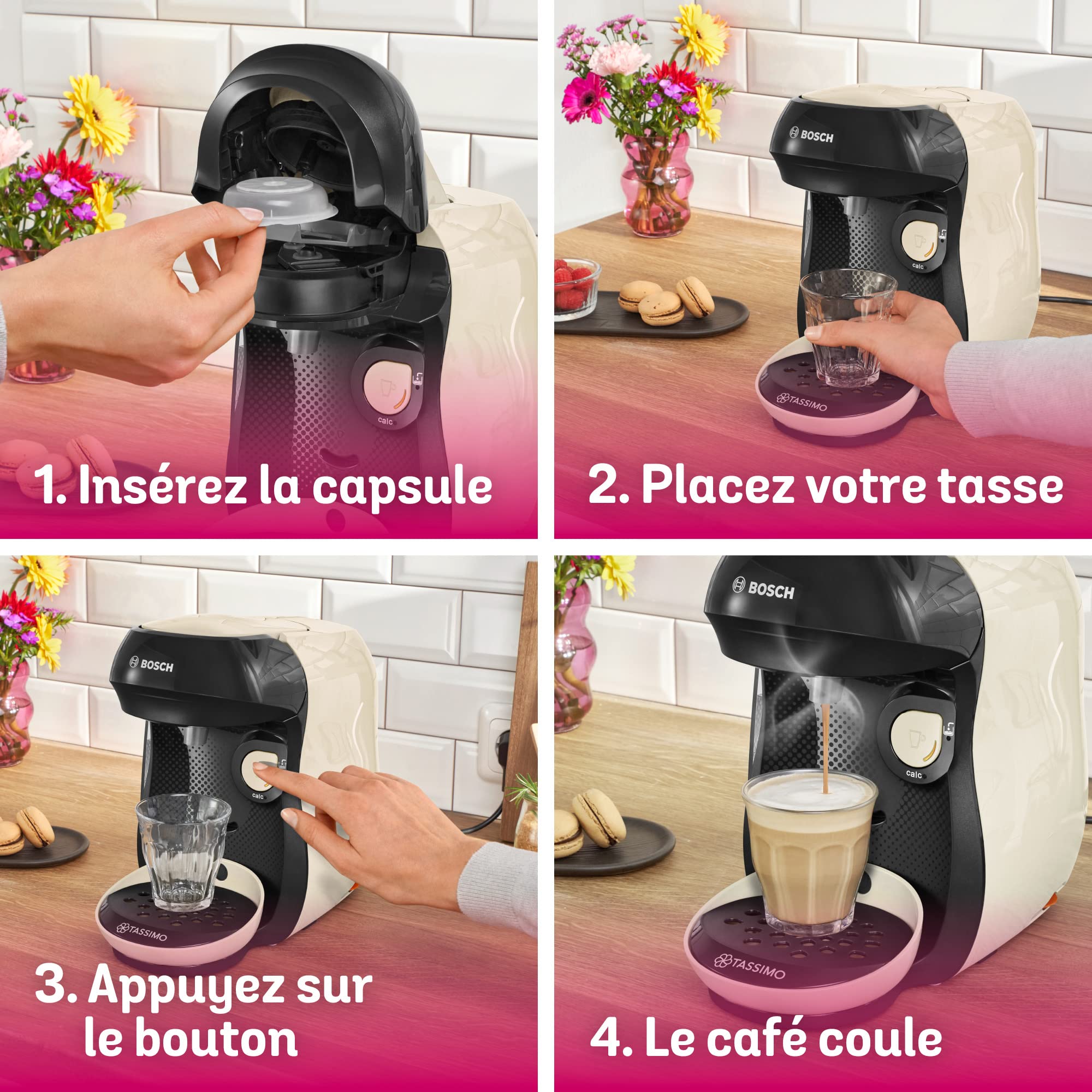 Cafetière Tassimo Happy TAS1007 Crème – +40 Boissons, 1400 W, Intellibrew