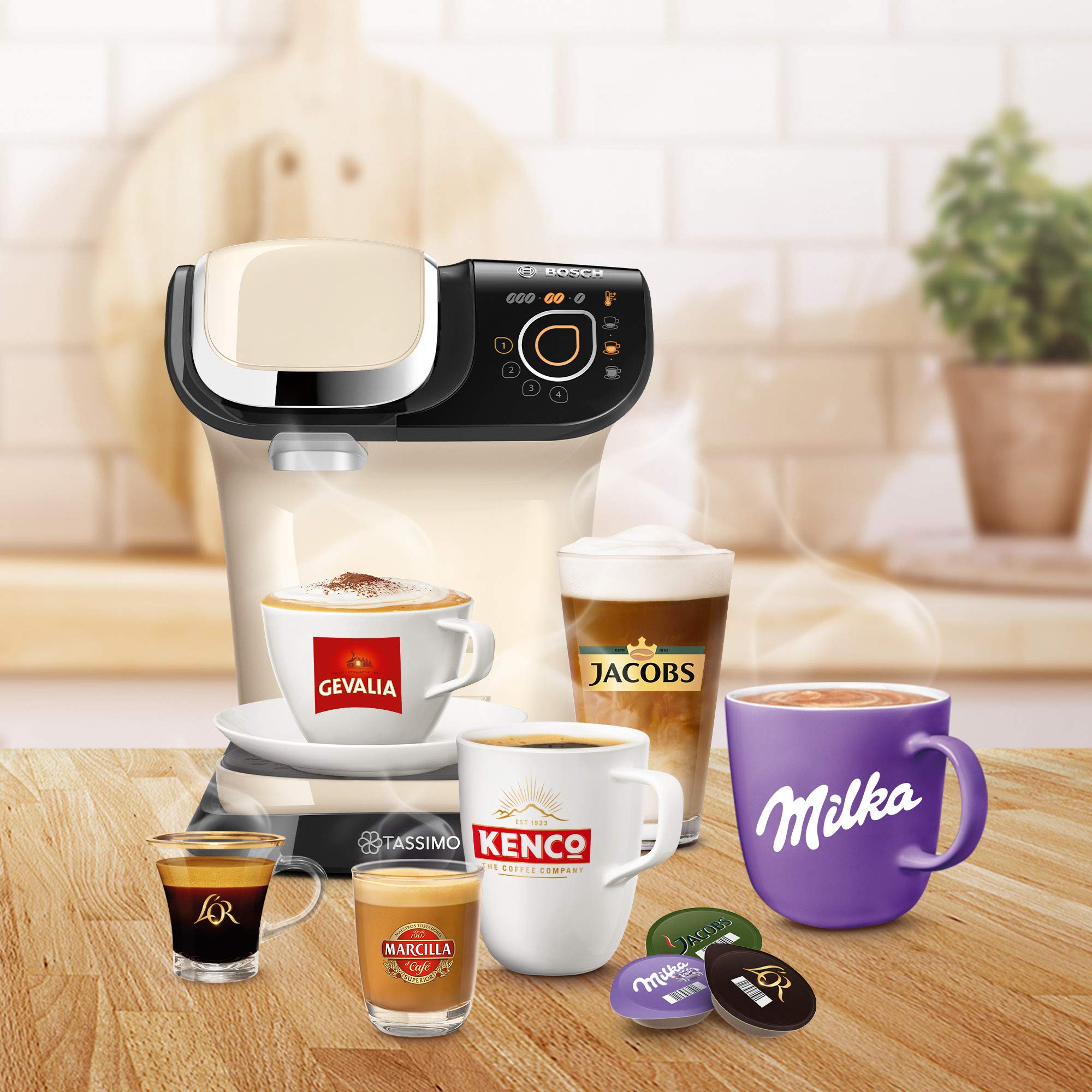 Cafetière Tassimo My Way 2 TAS6507 Crème – +70 Boissons, 1500 W, Filtre à Eau
