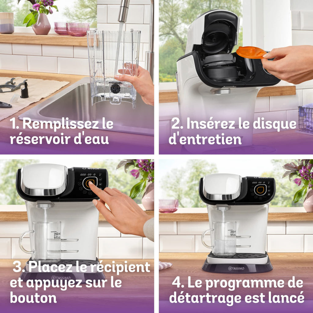 Cafetière Tassimo My Way TAS6504 Blanc – OneTouch, +40 Boissons, Filtre Brita Maxtra+