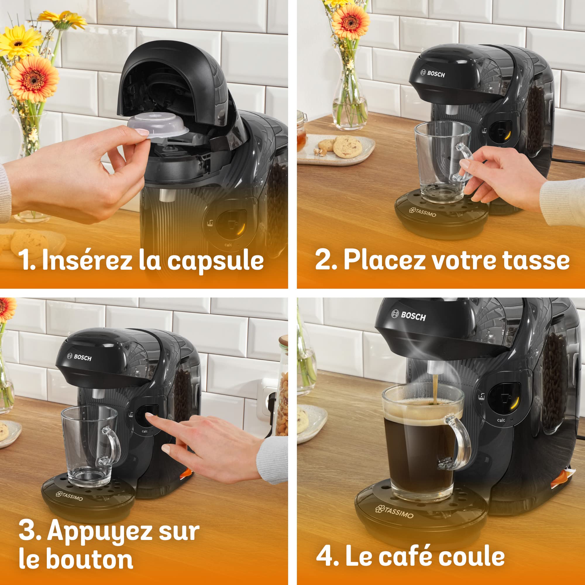 Cafetière Tassimo Style TAS1102 Noir – Ultra Compacte 17 cm, +40 Boissons