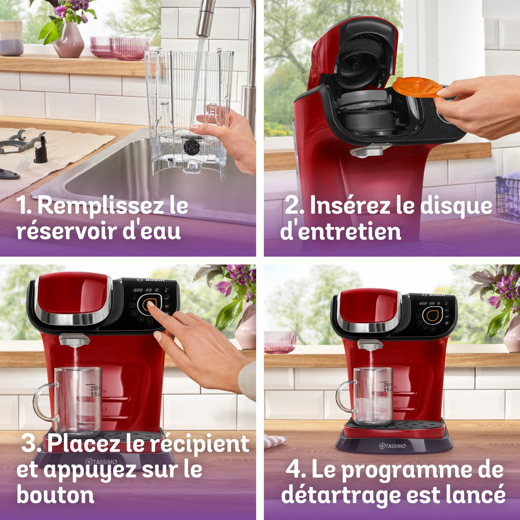 Cafetière Tassimo My Way TAS6503 Rouge – OneTouch, +40 Boissons, Filtre Brita Maxtra+