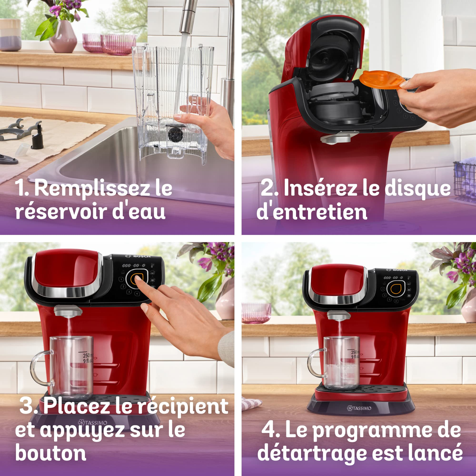 Cafetière Tassimo My Way TAS6503 Rouge – OneTouch, +40 Boissons, Filtre Brita Maxtra+