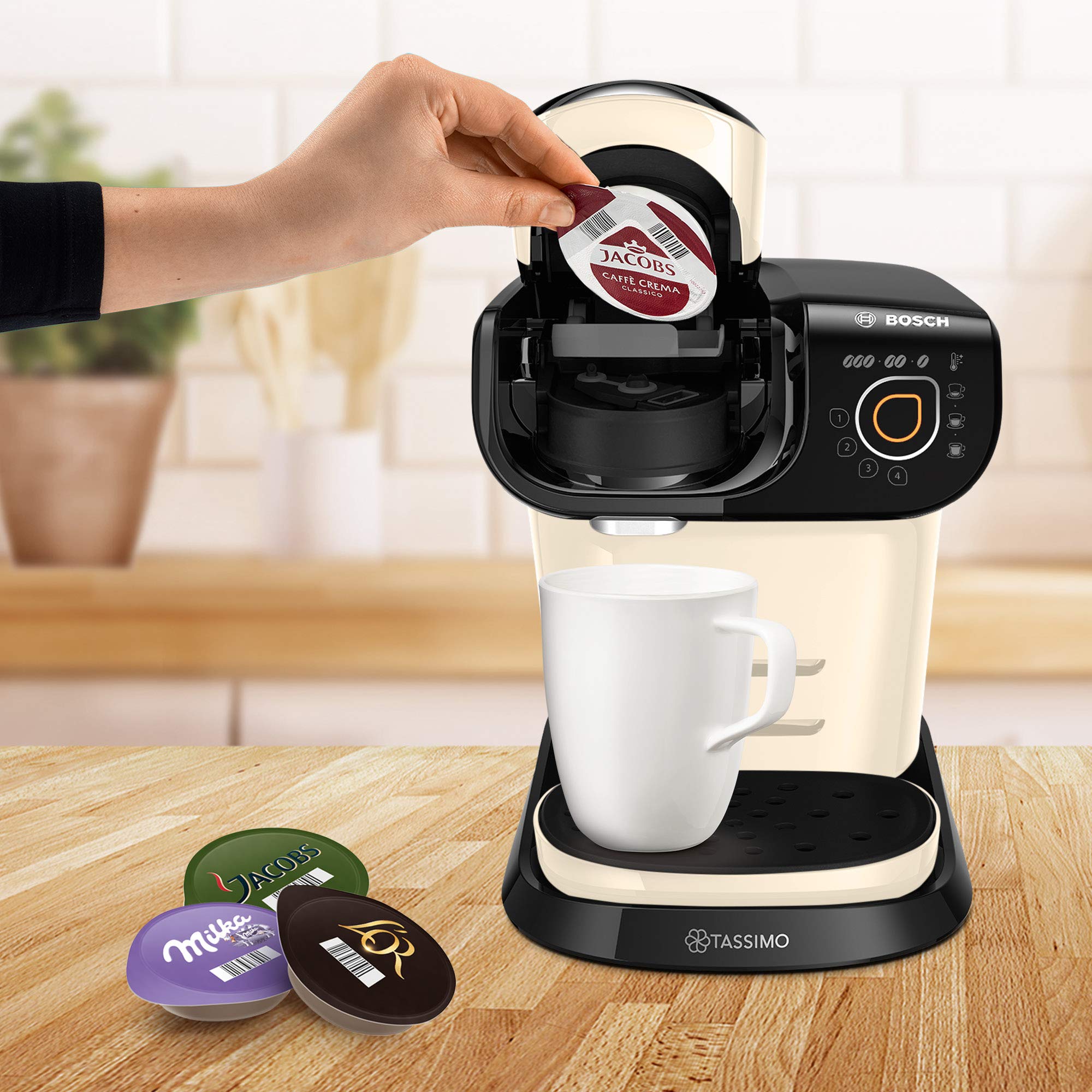 Cafetière Tassimo My Way 2 TAS6507 Crème – +70 Boissons, 1500 W, Filtre à Eau